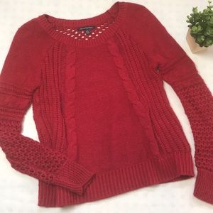 American Eagle Red Cable Knit Sweater